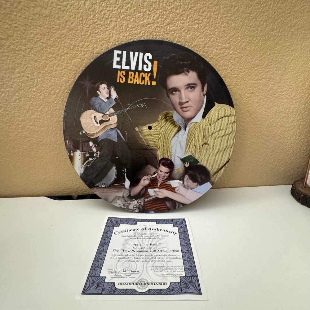 Elvis Is Back Bradford Exchange Vinyl Revolution Wall Art Ltd Edition 12" 2018
